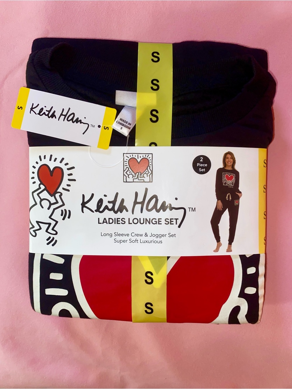 Keith Haring Lounge Set Black Red Crewneck Sweater Slim Jogger Pant Small Costco